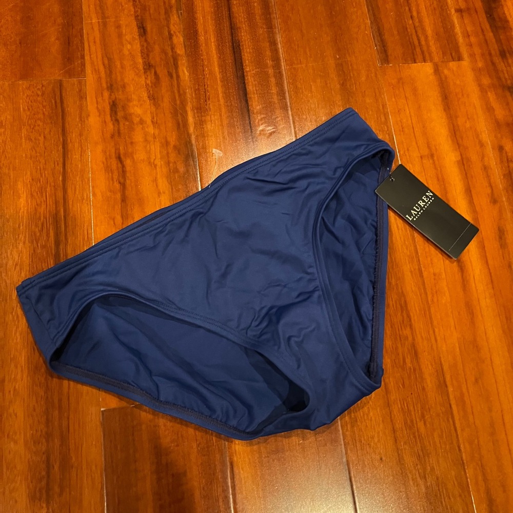 Ralph Lauren Bikini Bottom Swim Navy Blue Solid‎ Brief New NWT 20101050 Size 2